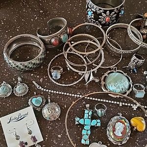 Misc. Silver and turquoise and some costume jewelry
